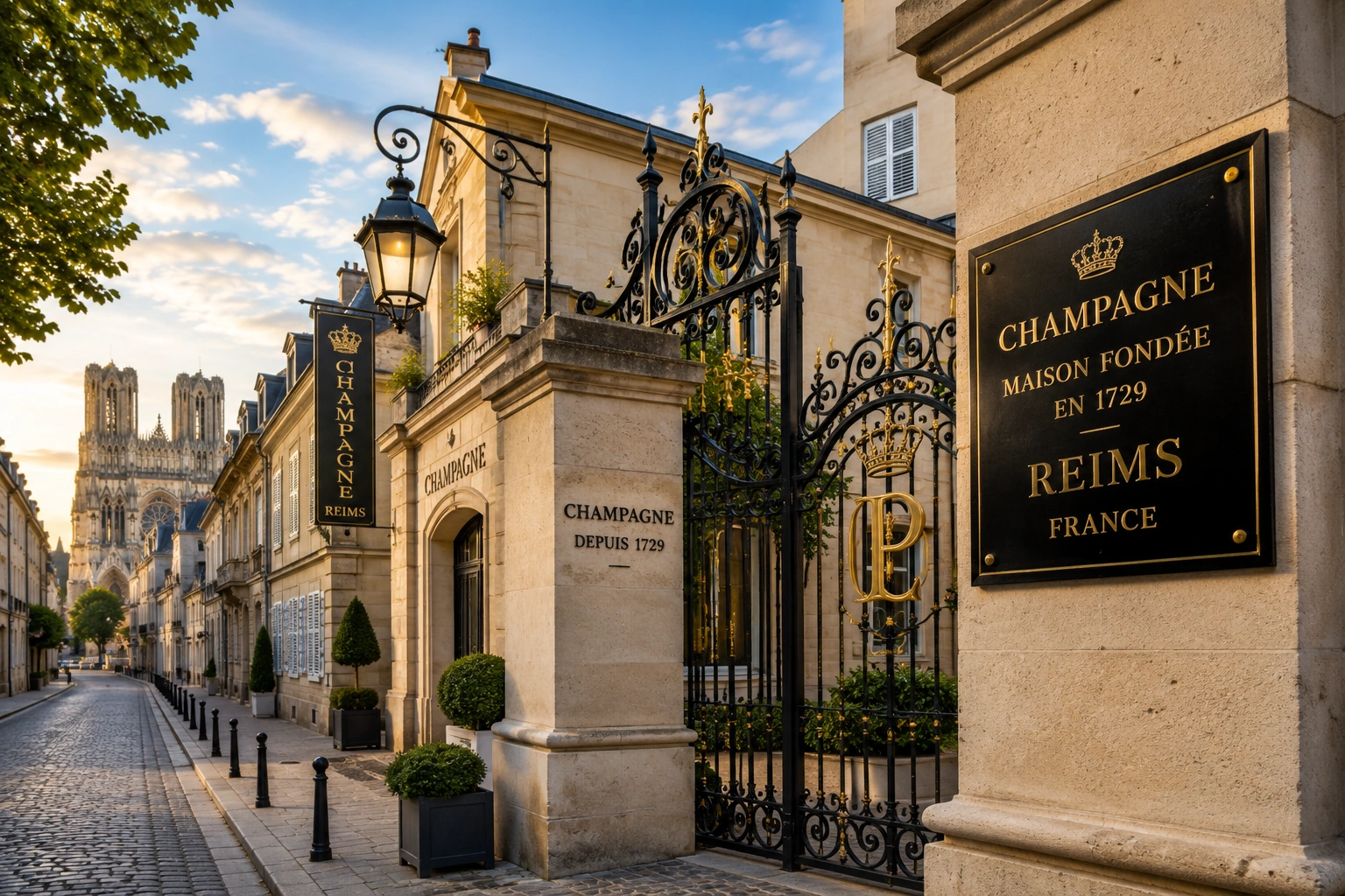 Champagne house in Reims for private taxi wine tasting tour with FR Transfer luxury chauffeur service and VTC transfer minivan in the Champagne region
