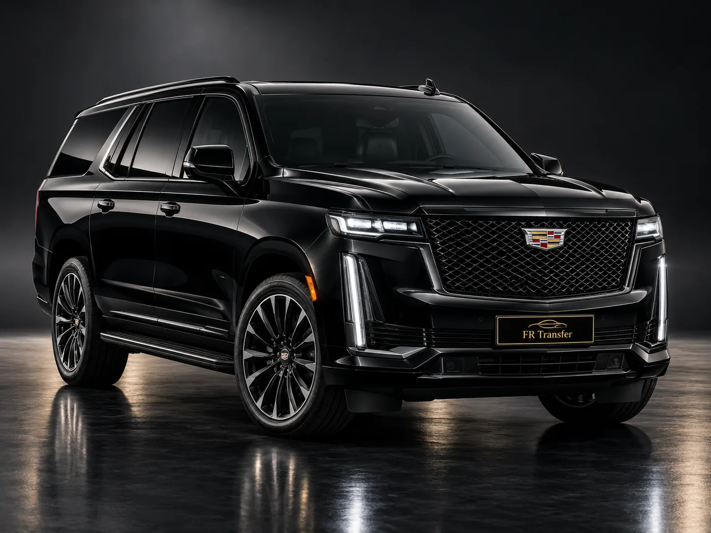 Black Cadillac Escalade with FR Transfer chauffeur