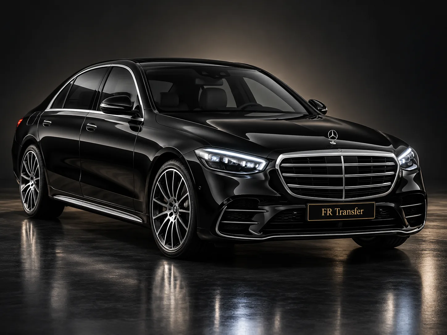Black Mercedes S-Class with FR Transfer chauffeur