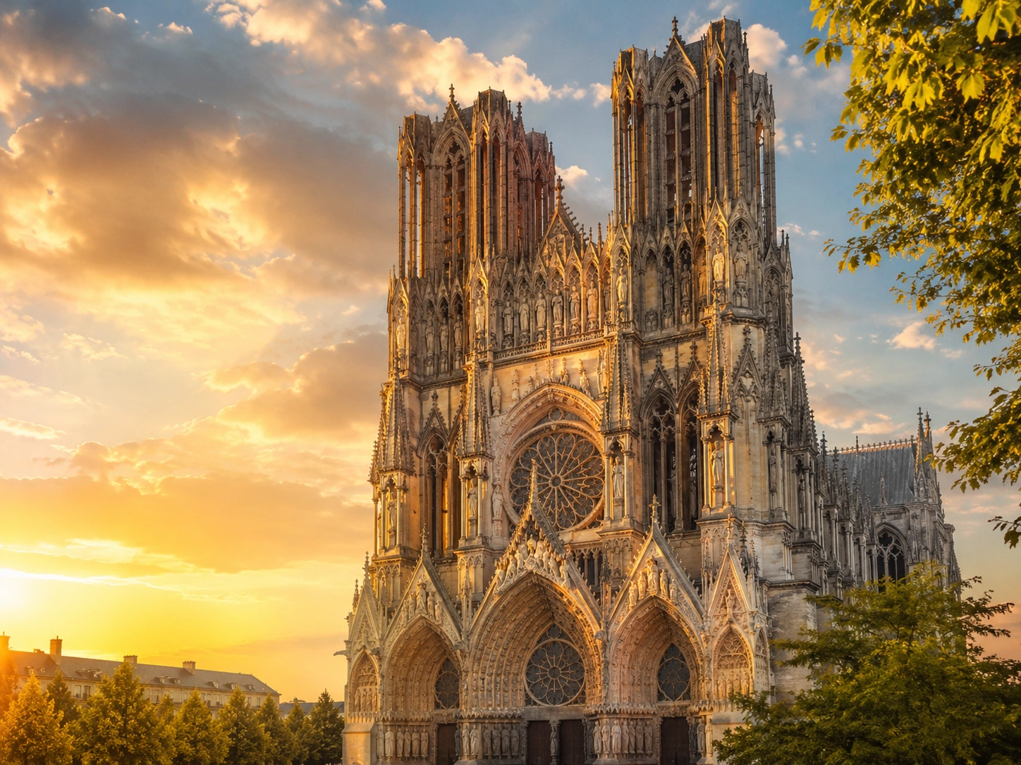 Notre-Dame Cathedral of Reims for private chauffeur tours, Champagne visits and luxury VTC transfers with FR Transfer