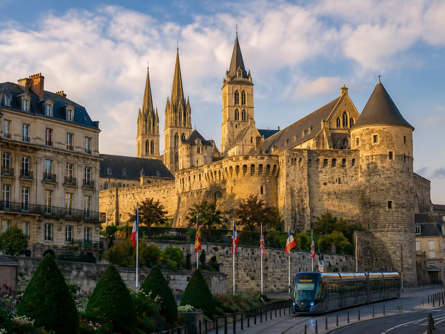FR Transfer private transfer to Caen Normandy with premium chauffeur service, luxury transport from Paris, CDG Airport, Orly Airport and Beauvais Airport to Caen Castle, Normandy coast, D-Day beaches and tourist destinations.